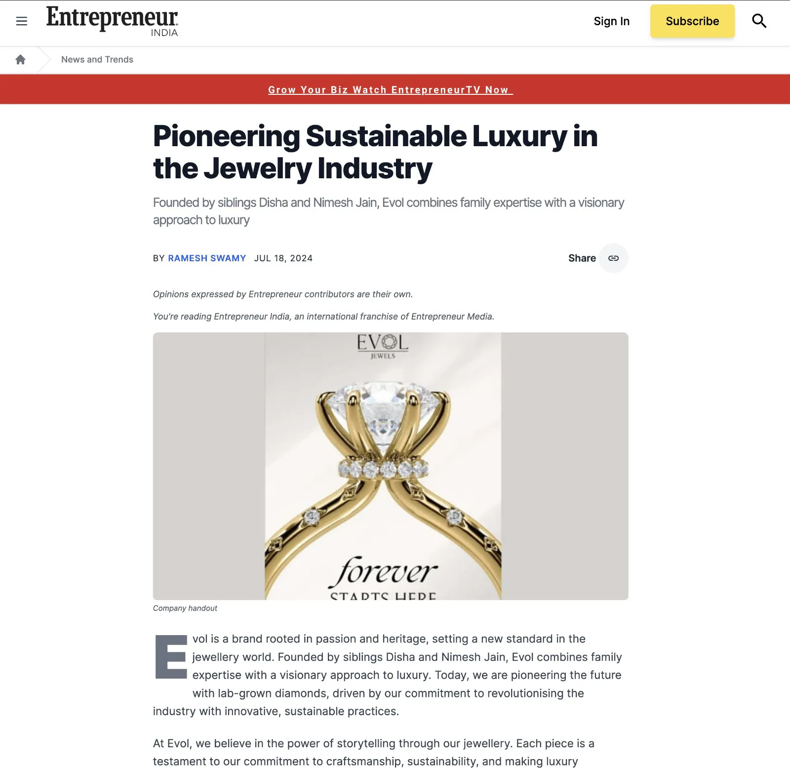 Evol Jewels PR coverage
